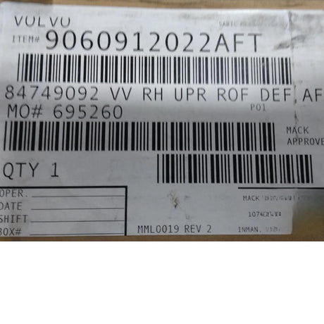 84749092 Genuine Mack Air Deflector - Truck To Trailer