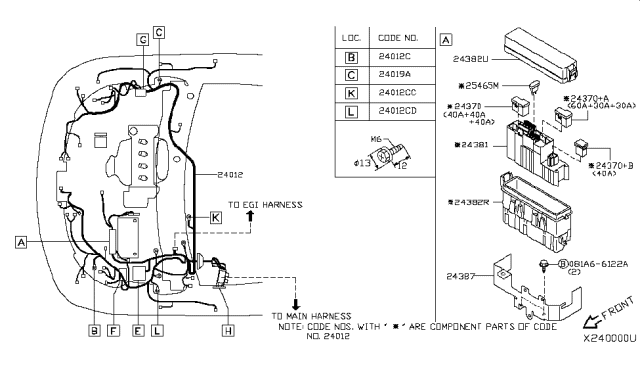 24012-zw41c Genuine Nissan HARNESS ASSY-ENGINE ROOM - Truck To Trailer