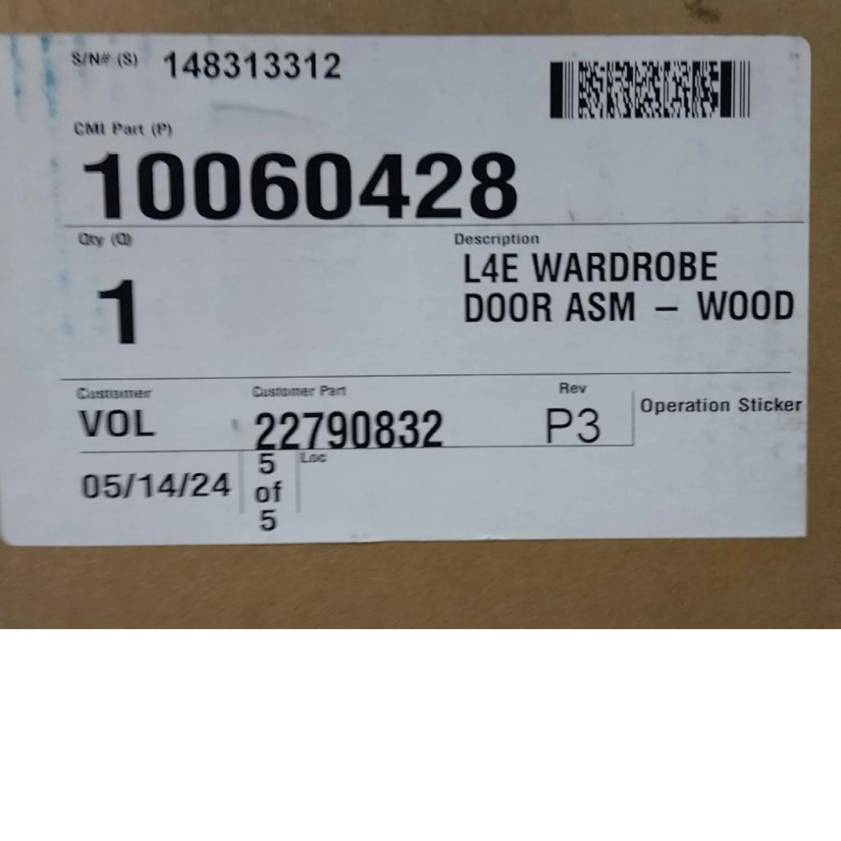 22790832 Genuine Mack Door - Truck To Trailer