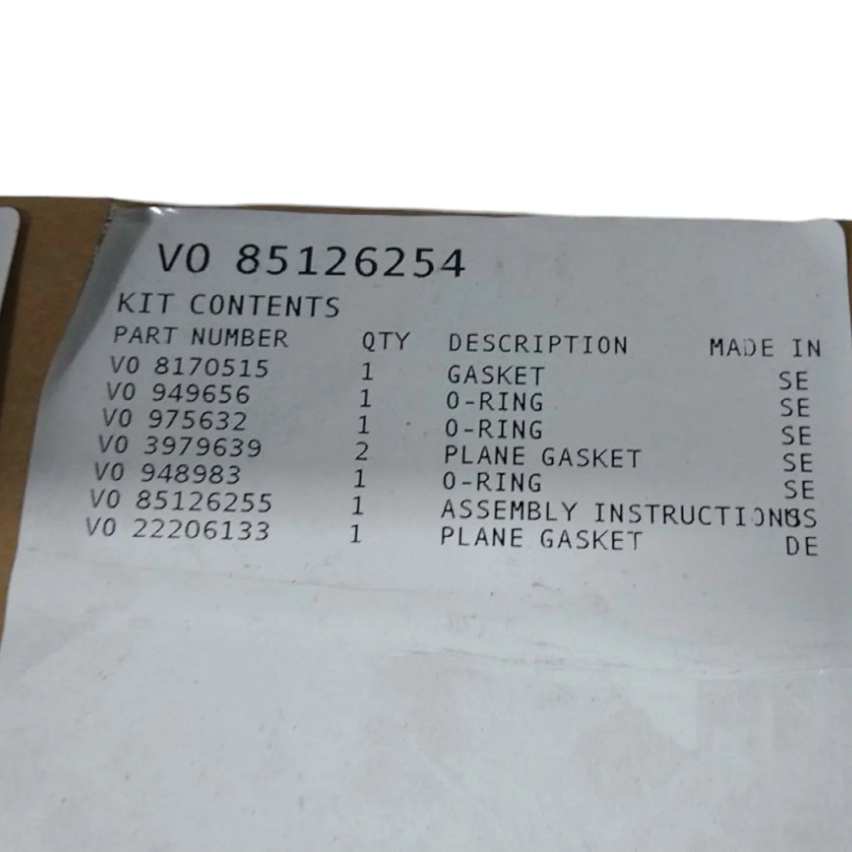 85126254 Genuine Volvo Mounting Kit - Truck To Trailer