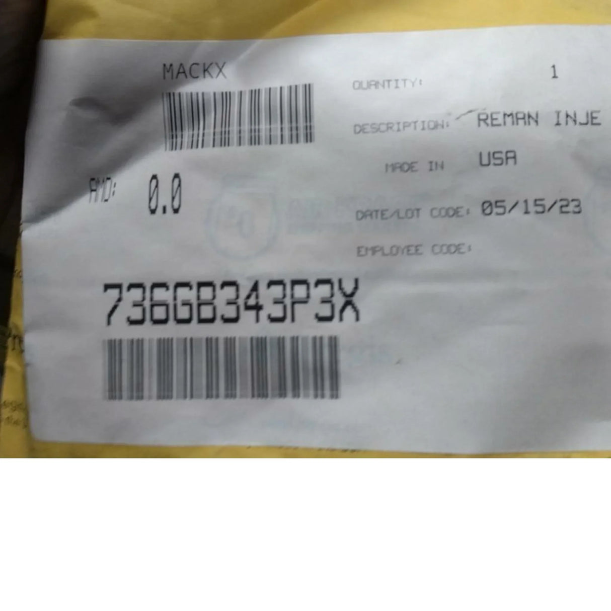 736GB343P3X Genuine Mack Injector - Truck To Trailer