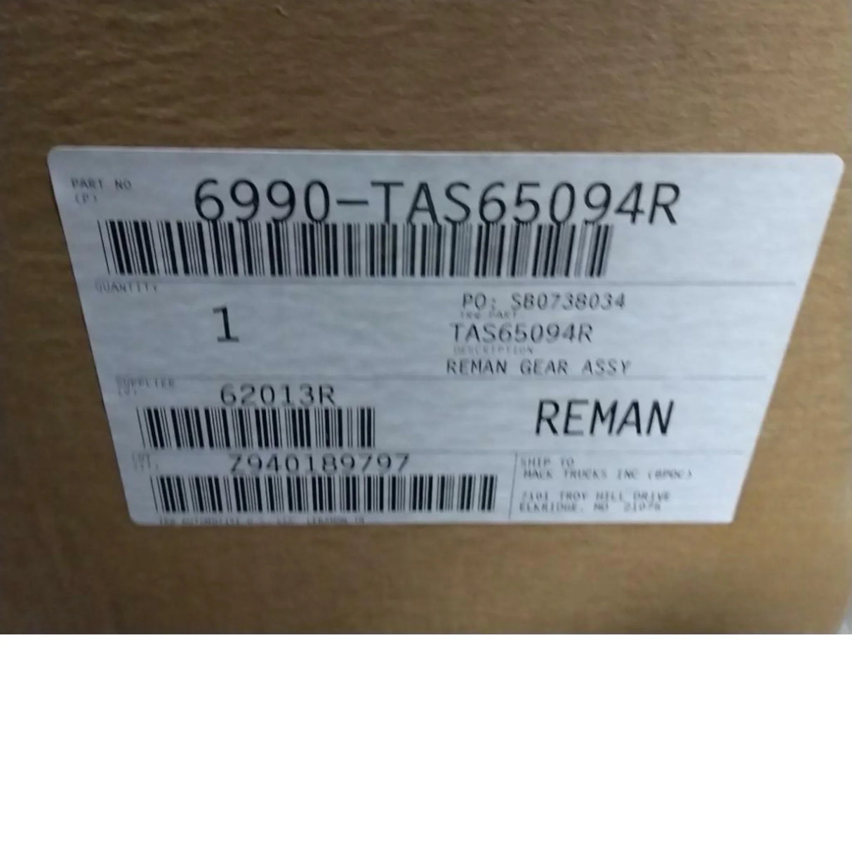 6990-TAS65094R Genuine Mack TRW Steering Gear - Truck To Trailer