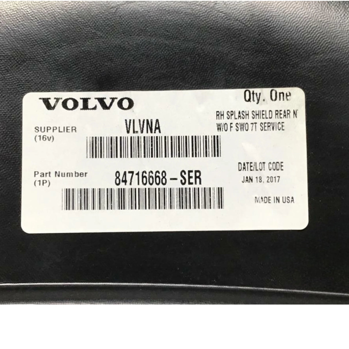 84716668 Genuine Volvo Splash Shield - Truck To Trailer