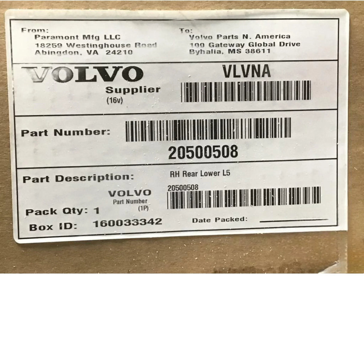 20500508 Genuine Volvo Chassis Fairing - Truck To Trailer