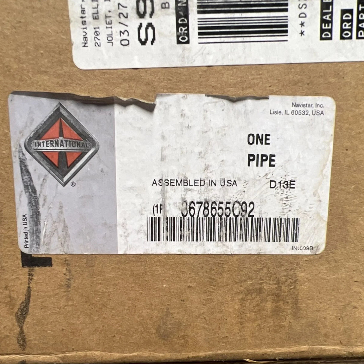 3678655C91 Genuine International Exhaust Pipe - Truck To Trailer