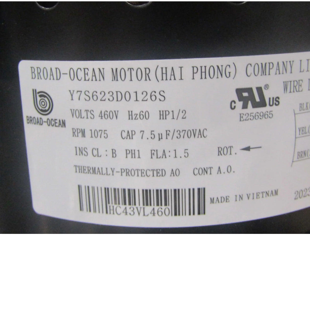 HC43VL460 Genuine Carrier Condenser Fan Motor - Truck To Trailer
