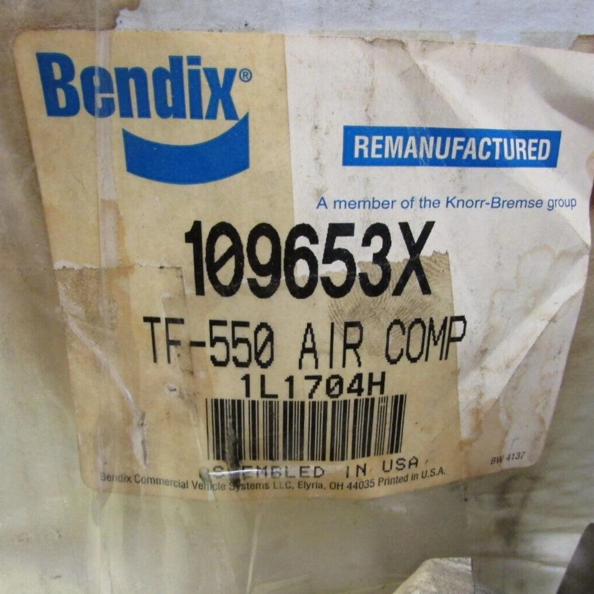 109653X Genuine Bendix Air Compressor TF-550 - Truck To Trailer