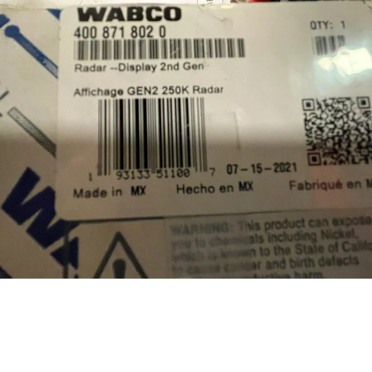 400 871 802 0 Wabco Radar Display 2nd Gen - Truck To Trailer