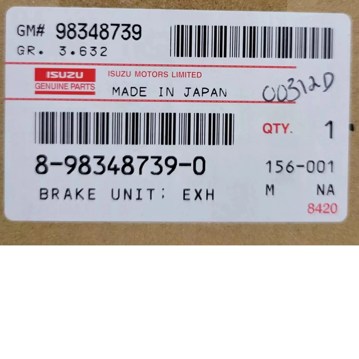 8-98348739-0 Genuine Isuzu Exhaust Brake - Truck To Trailer