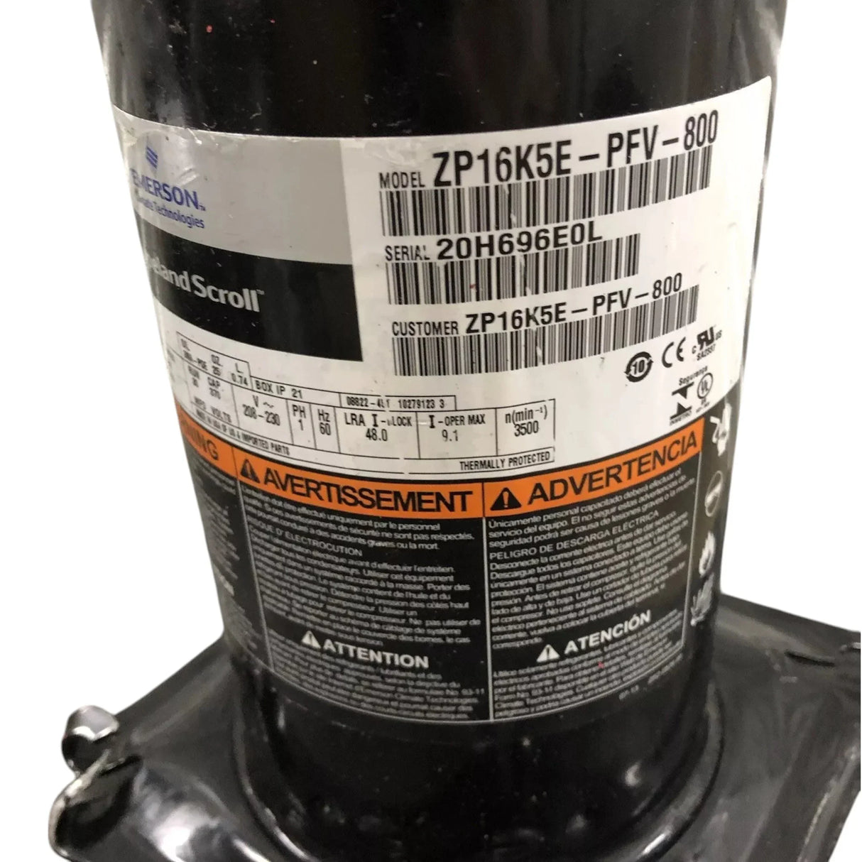 ZP16K5E-PFV-800 Copeland Scroll Compressor - Truck To Trailer