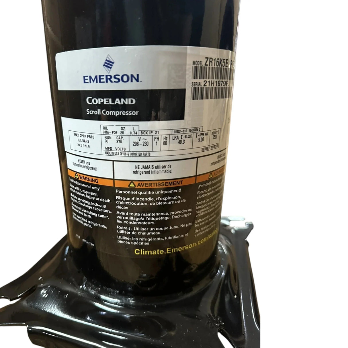 ZR16K5E-PFV-830 Genuine Copeland Scroll Compressor - Truck To Trailer