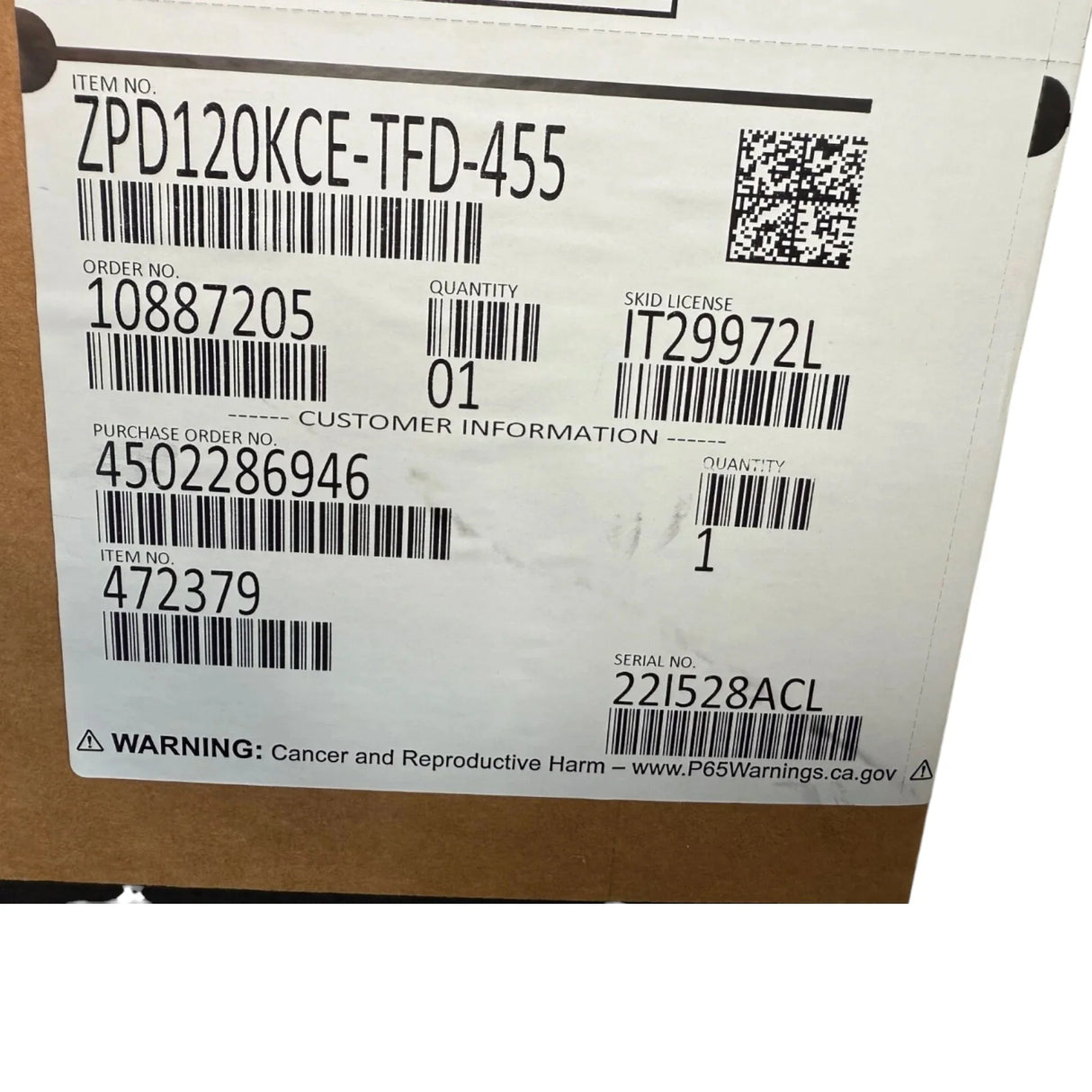 ZPD120KCE-TFD-455 Genuine Copeland Scroll Compressor - Truck To Trailer
