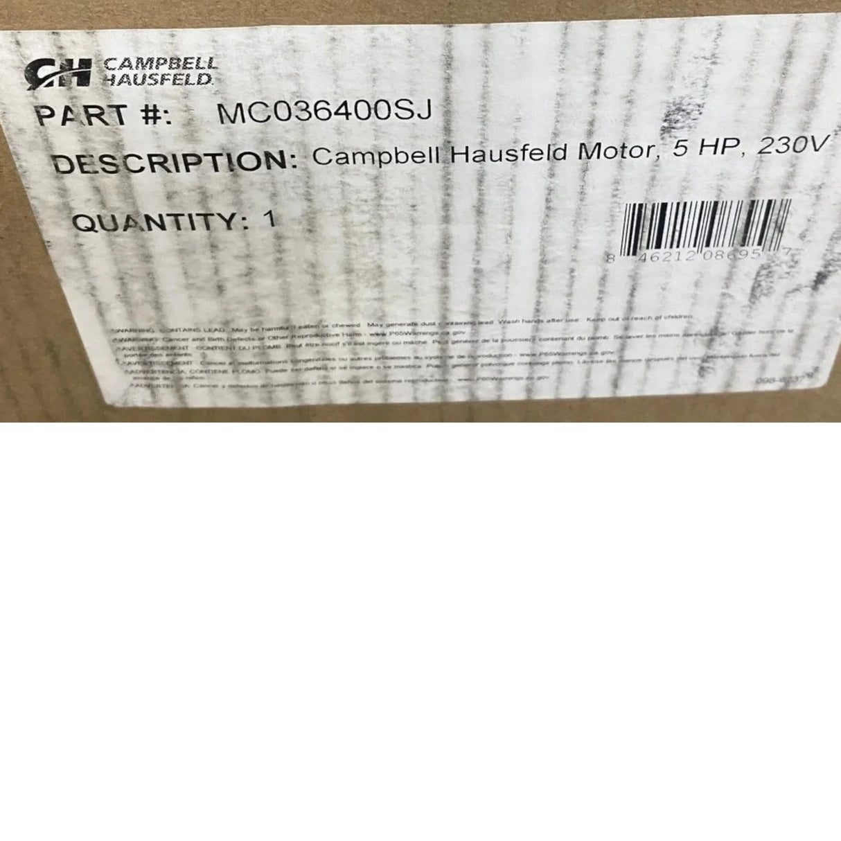 MC036400SJ Campbell Hausfeld Electric Motor 230V - Truck To Trailer