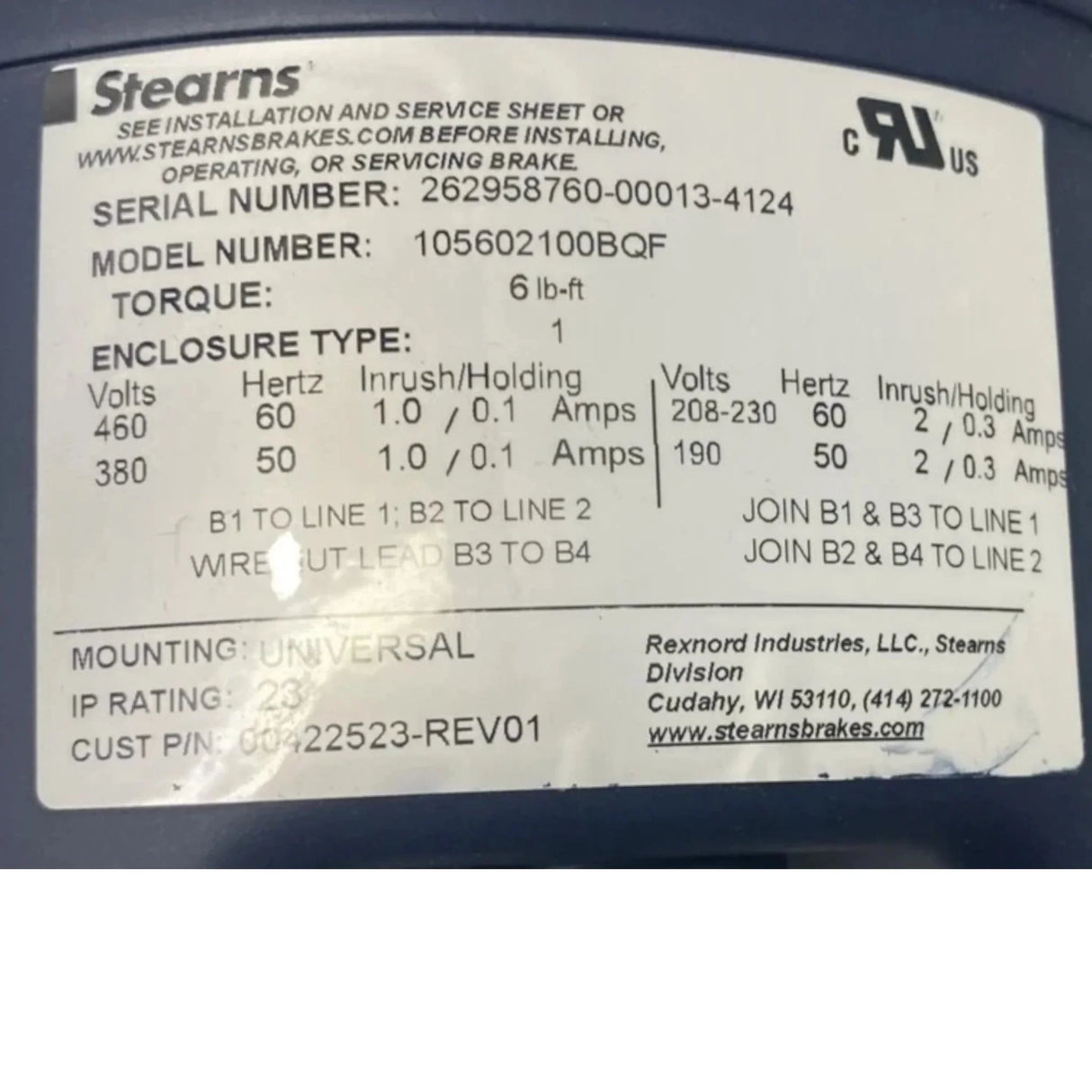 114157.00 Leeson Brake Motor 230/460V - Truck To Trailer