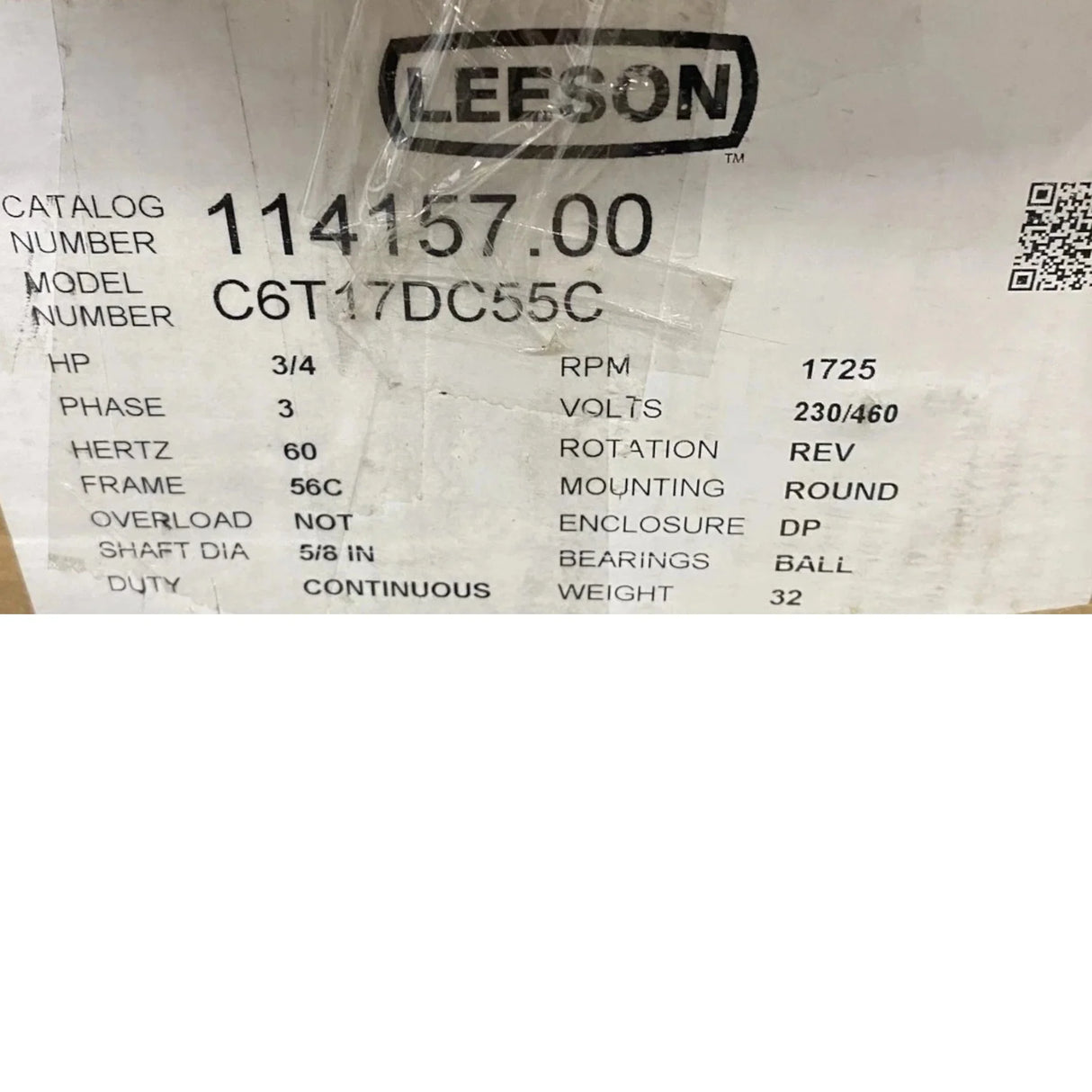 114157.00 Leeson Brake Motor 230/460V - Truck To Trailer