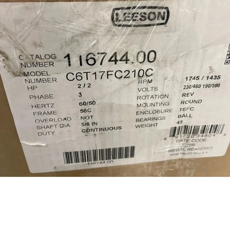 116744.00 Leeson Electric Motor 230-460V - Truck To Trailer