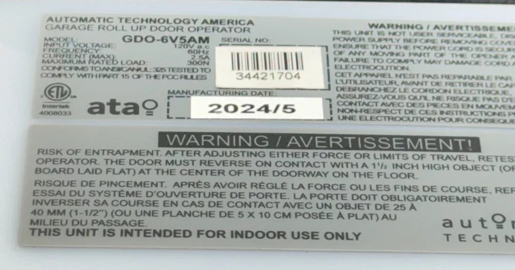 GDO-6V5AM Automatic Technology Rolling Door Opener 120V - Truck To Trailer