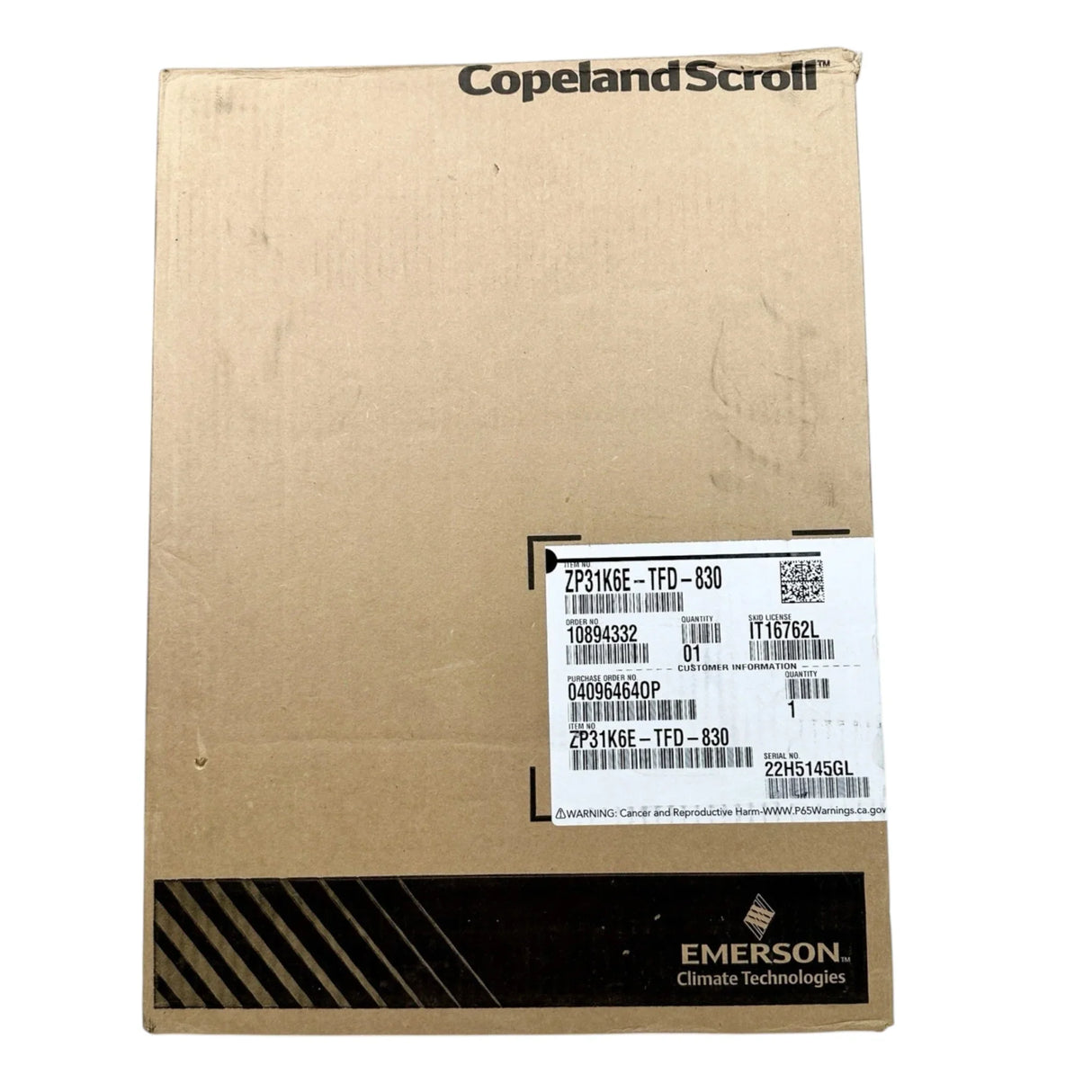 ZP31K6E-TFD-830 Genuine Copeland Scroll Compressor - Truck To Trailer