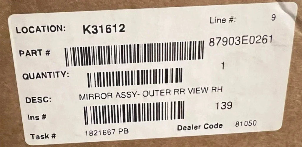 87903E0261 Hino Right Side Outer Mirror Assembly - Truck To Trailer