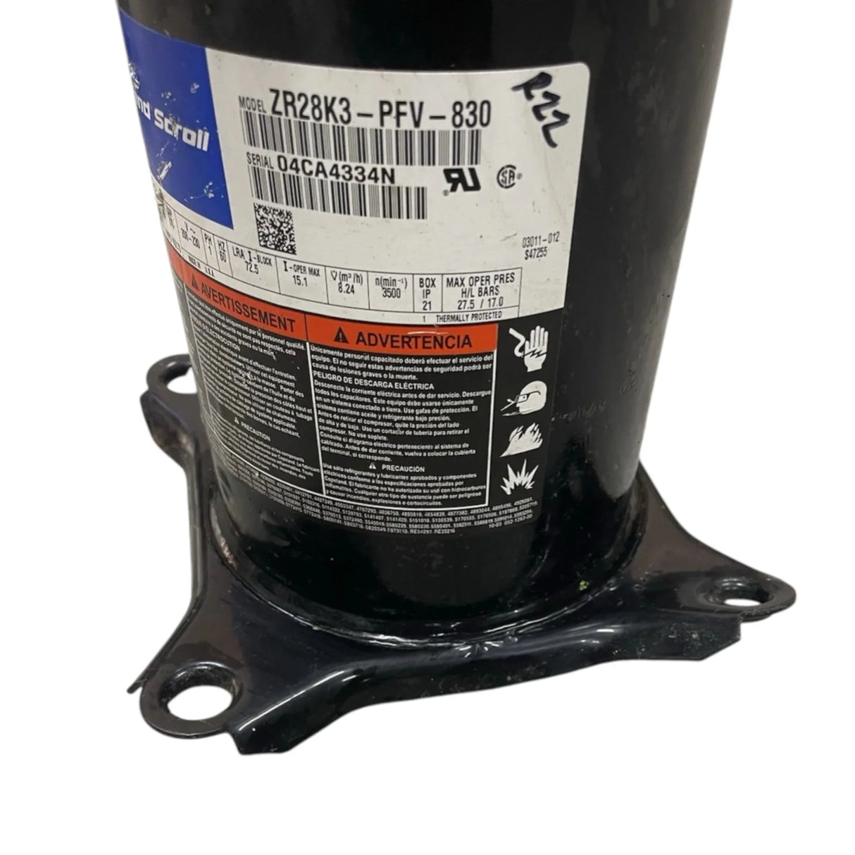 ZR28K3-PFV-830 Copeland Scroll Compressor - Truck To Trailer