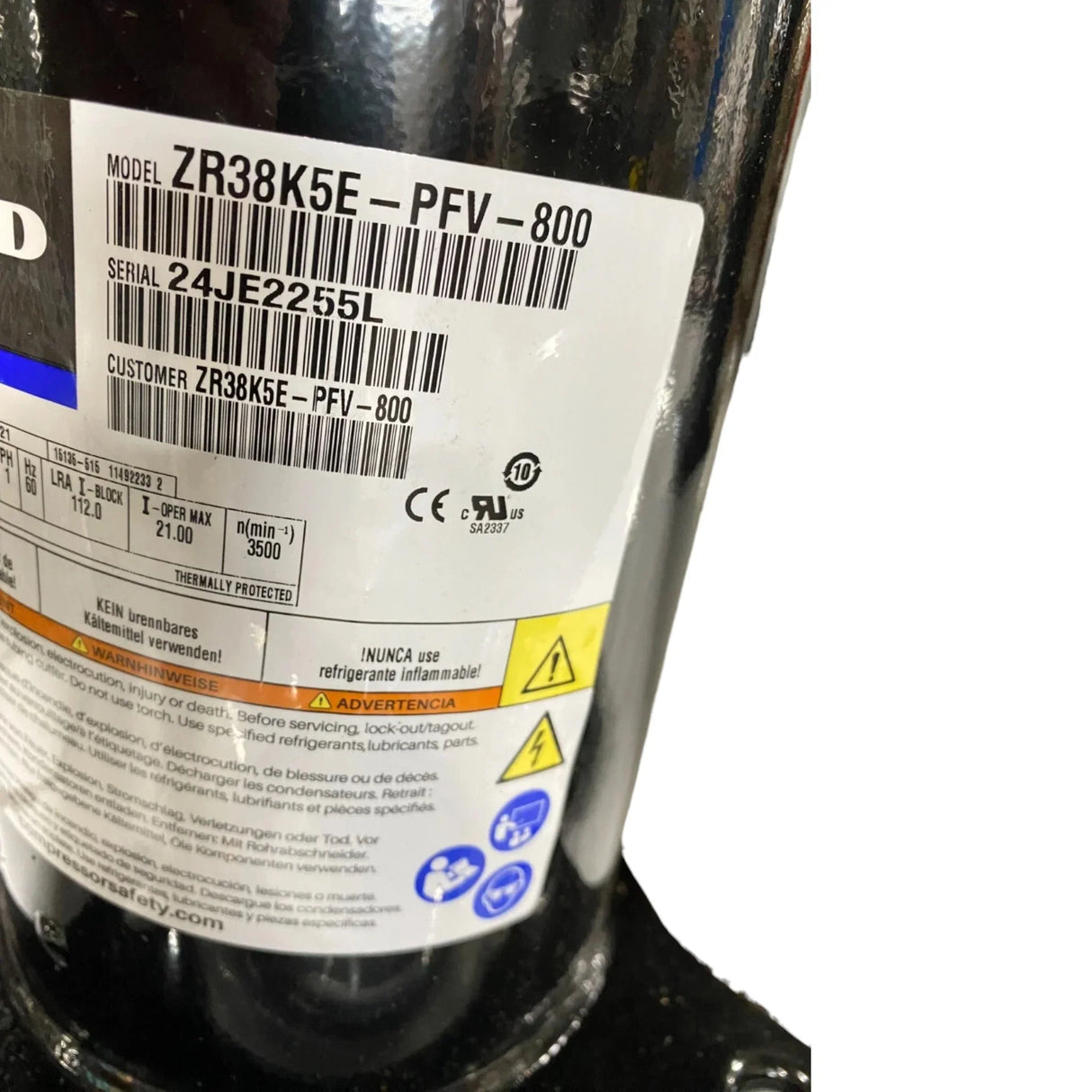 ZR38K5E-PFV-800 Genuine Copeland Scroll Compressor - Truck To Trailer