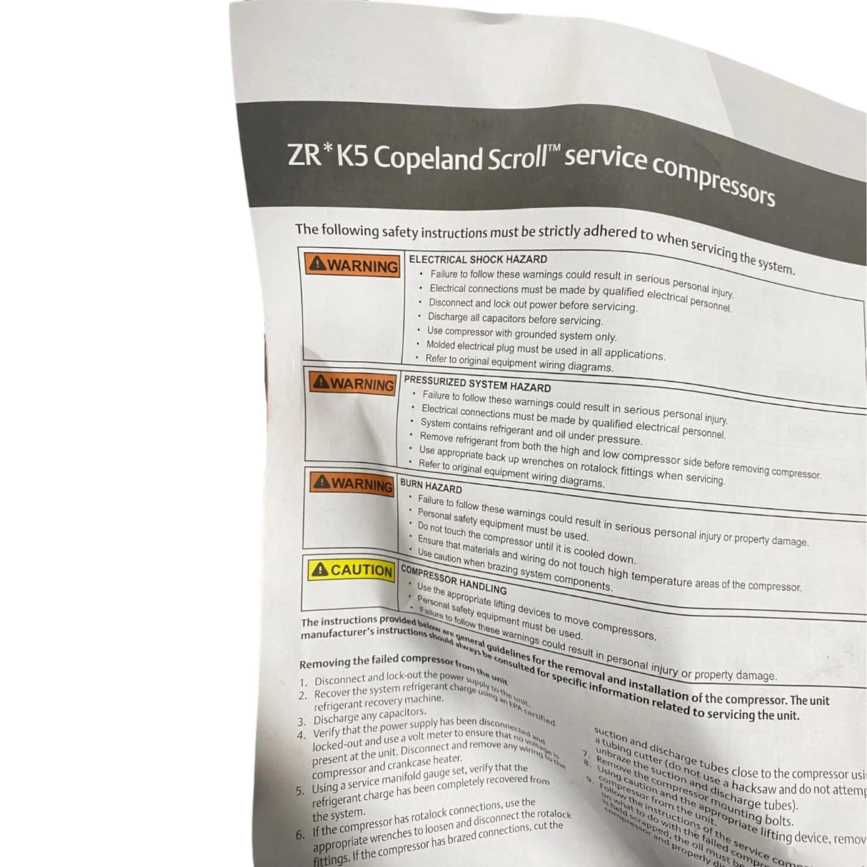 ZR38K5E-PFV-800 Genuine Copeland Scroll Compressor - Truck To Trailer