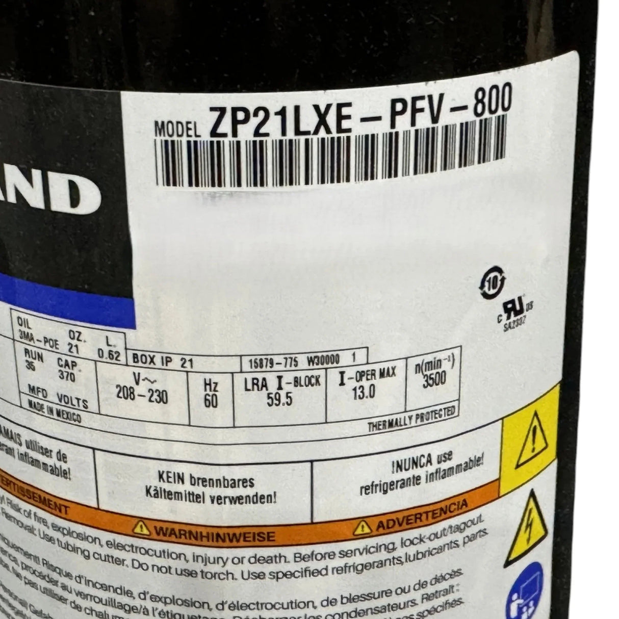 ZPS21LXE-PFV-800 Genuine Copeland Scroll Compressor - Truck To Trailer
