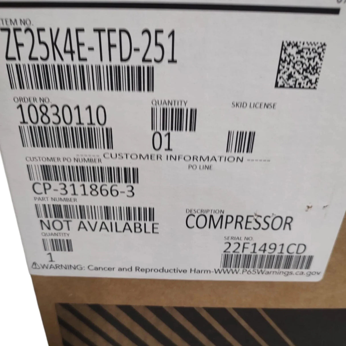 ZF25K4E-TFD-251 Genuine Copeland Scroll Compressor - Truck To Trailer