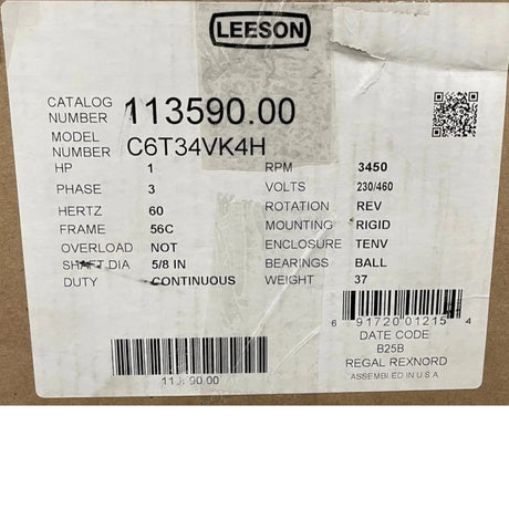 113590.00 Leeson Washdown Motor 230/460V