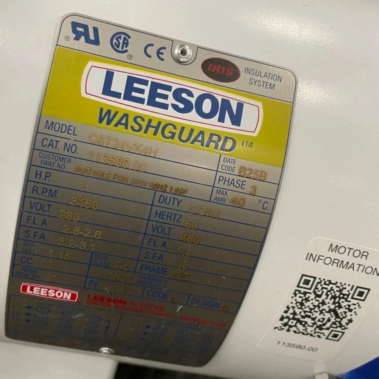 113590.00 Leeson Washdown Motor 230/460V
