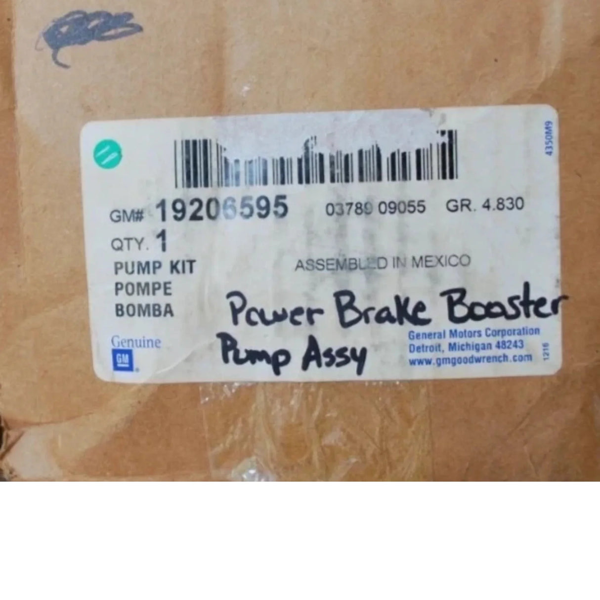 19206595 Genuine GM Power Brake Booster Pump Assembly