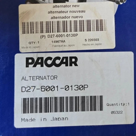 D27-6001-0130P Genuine Paccar Brushless Alternator 12V