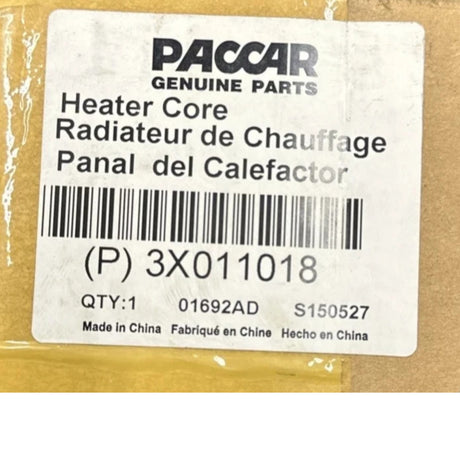 3X011018 Genuine Paccar Heater Core Assembly