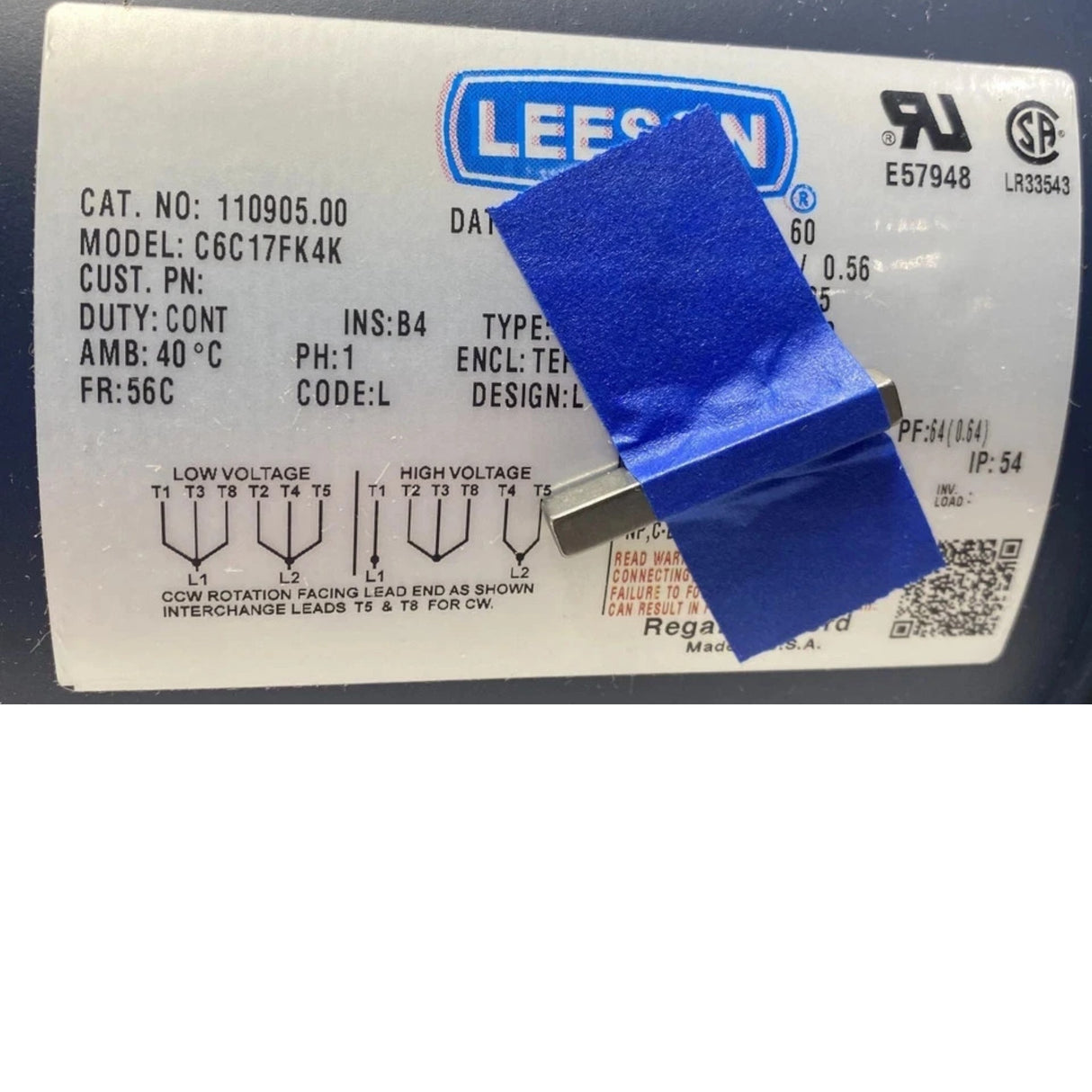110905.00 Genuine Leeson General Purpose Motor 115/208-230V