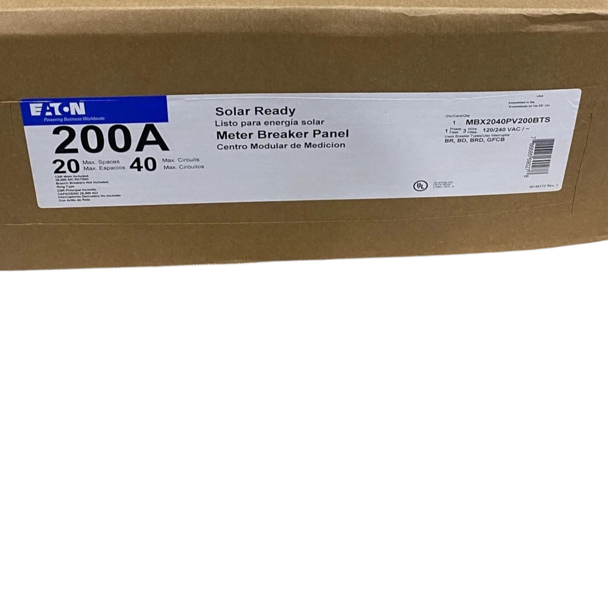 MBX2040PV200BTS Genuine Eaton Solar Power Center Meter Breaker 120-240V
