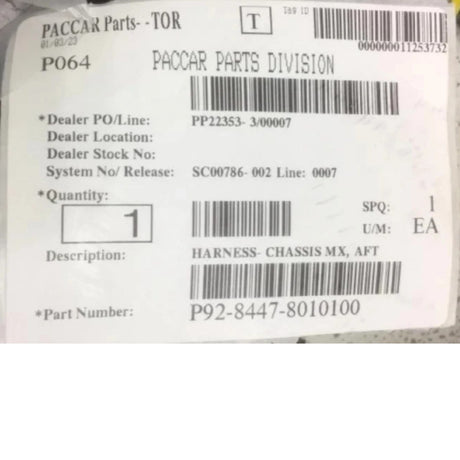 P92 8447 8010100 Genuine Paccar Chassis Wiring Harness