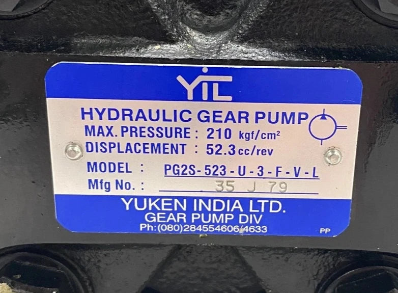 PG2S-523-U-3-F-V-L Yuken Industrial Hydraulic Gear Pump