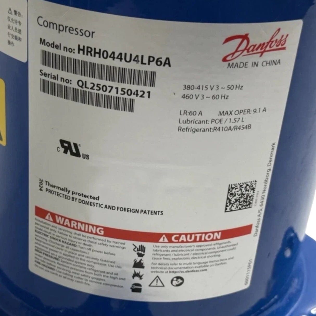 HRH044U4LP6A Genuine Danfoss Scroll Compressor 460V