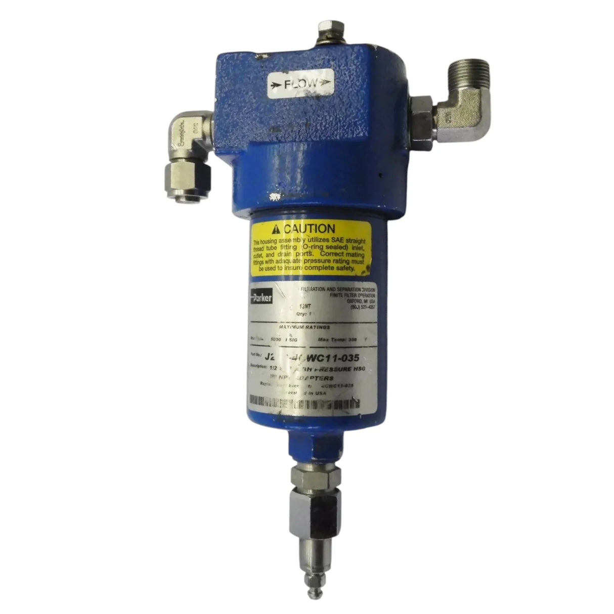 J2SD-4CWC11-035 Parker High Pressure Coalescer Filter Housing 1/2" NPT - Truck To Trailer