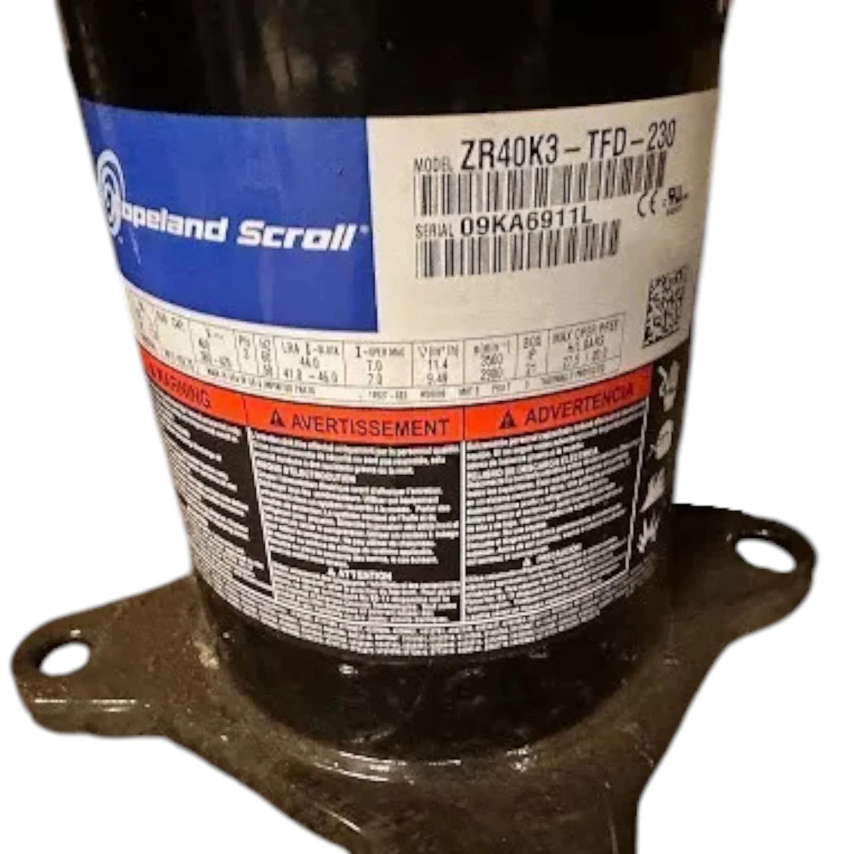 ZR40K3-TFD Genuine Copeland Scroll Compressor 460V - Truck To Trailer