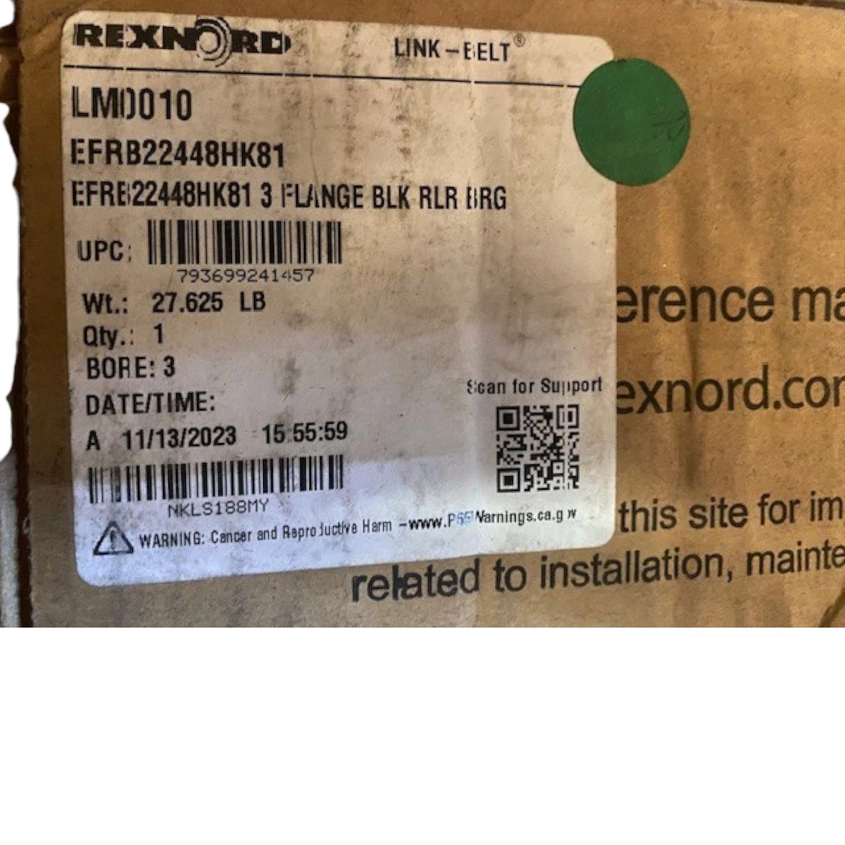 EFRB22448HK81 Genuine Rexnord Four-Bolt Square Roller Bearing Unit