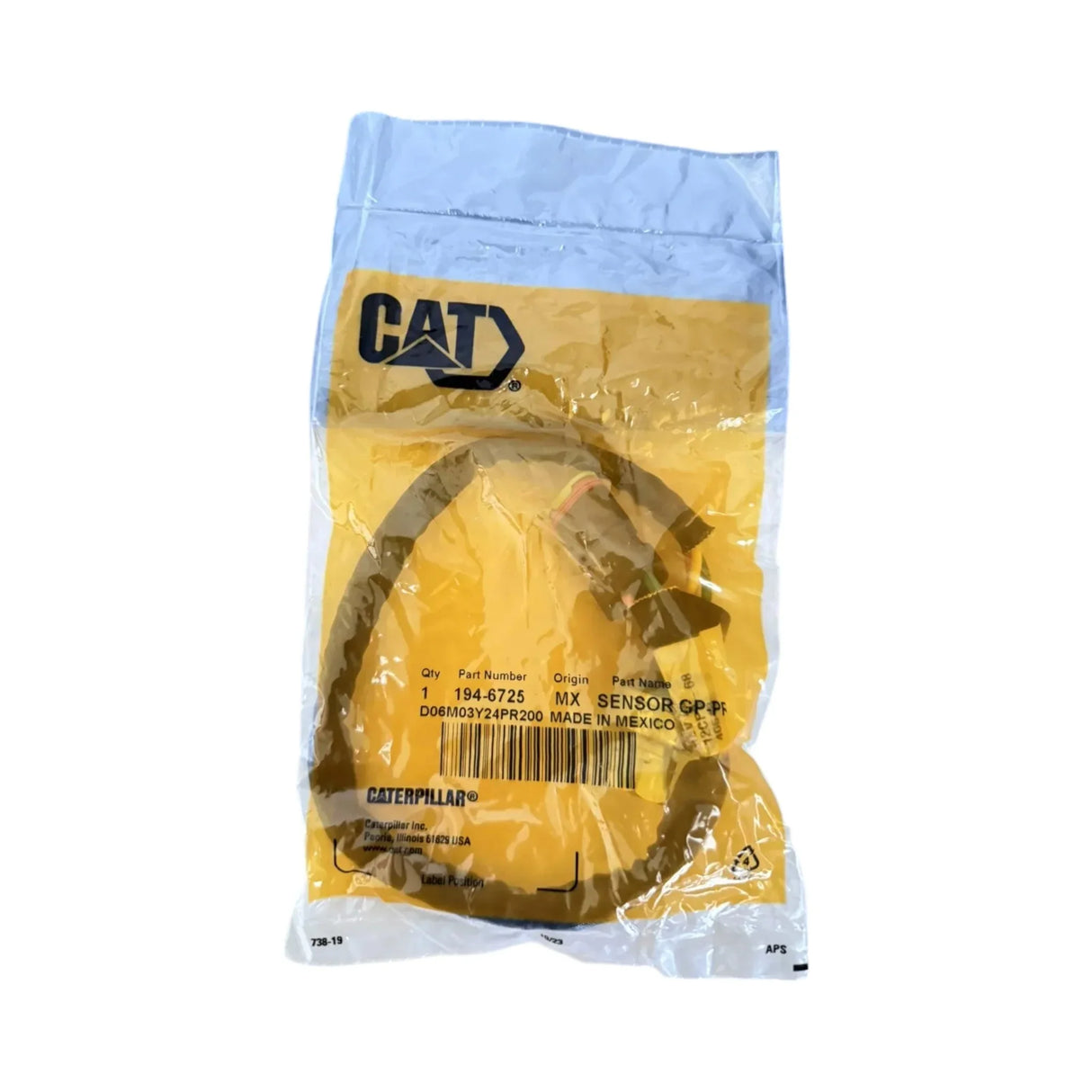 194-6725 Genuine Caterpillar Pressure Switch - Truck To Trailer