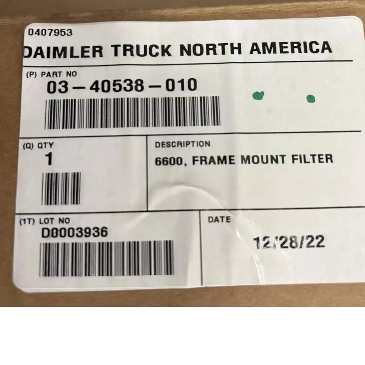 03-40538-010 Genuine Detroit Diesel Fuel Water Separator - Truck To Trailer