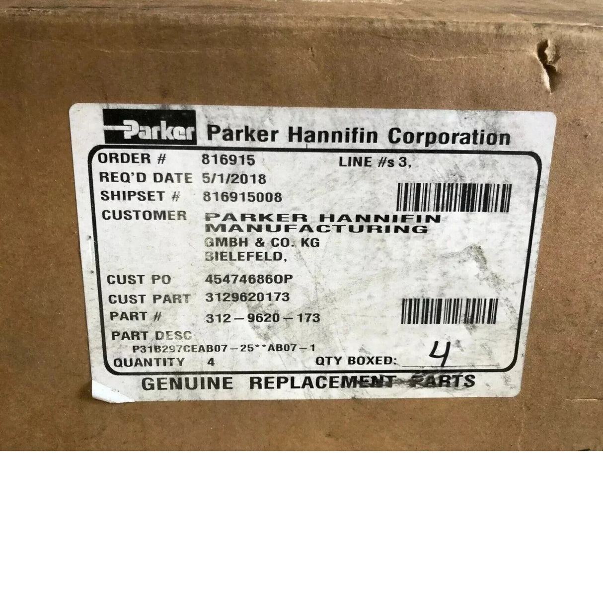 3129620173 Genuine Parker Hydraulic Gear Pump - Truck To Trailer