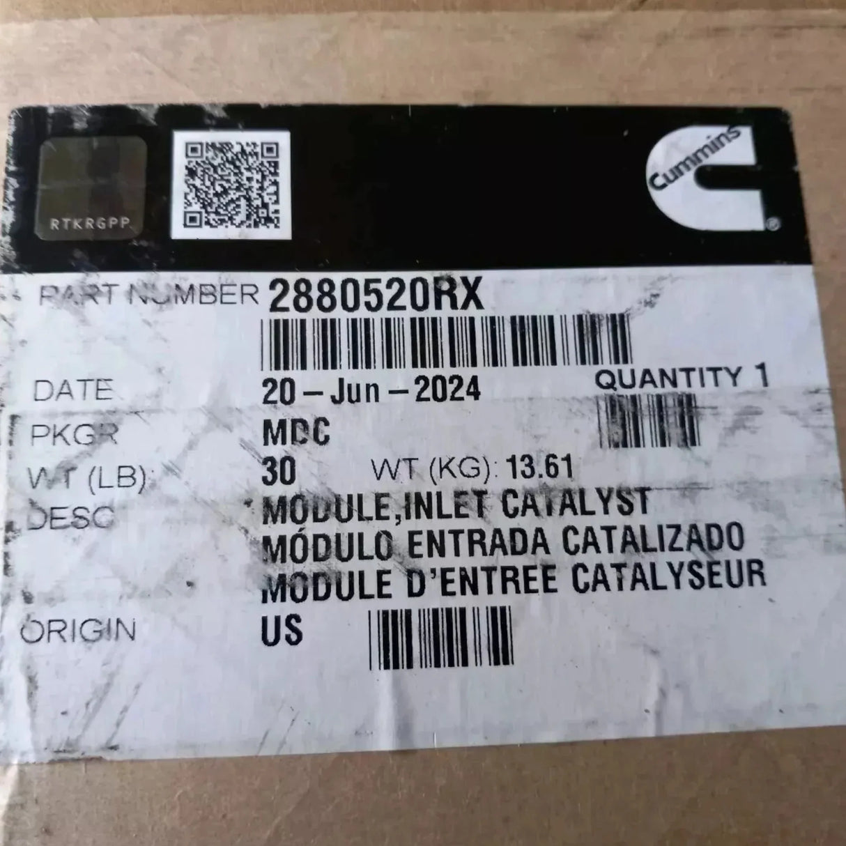2880520RX Genuine Cummins Inlet Catalyst Module - Truck To Trailer