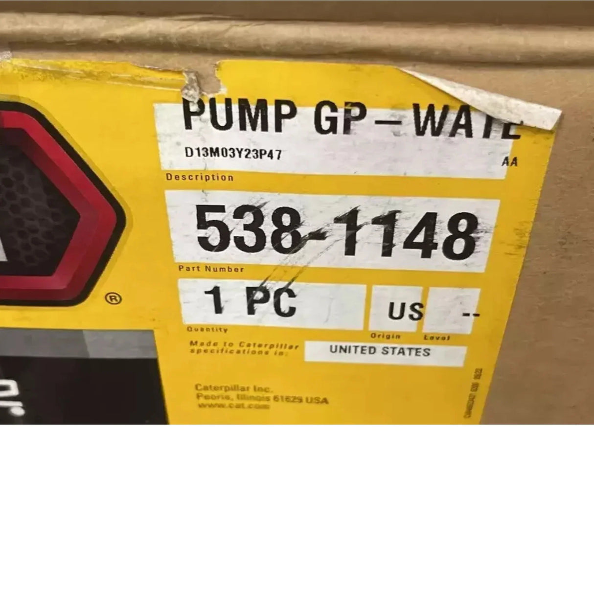 538-1148 Genuine Cat Gp-Water Spray Pump - Truck To Trailer