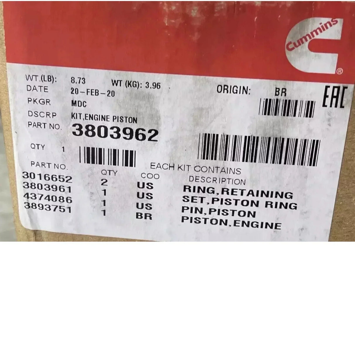 3803556 Genuine Cummins Engine Piston Kit - Truck To Trailer