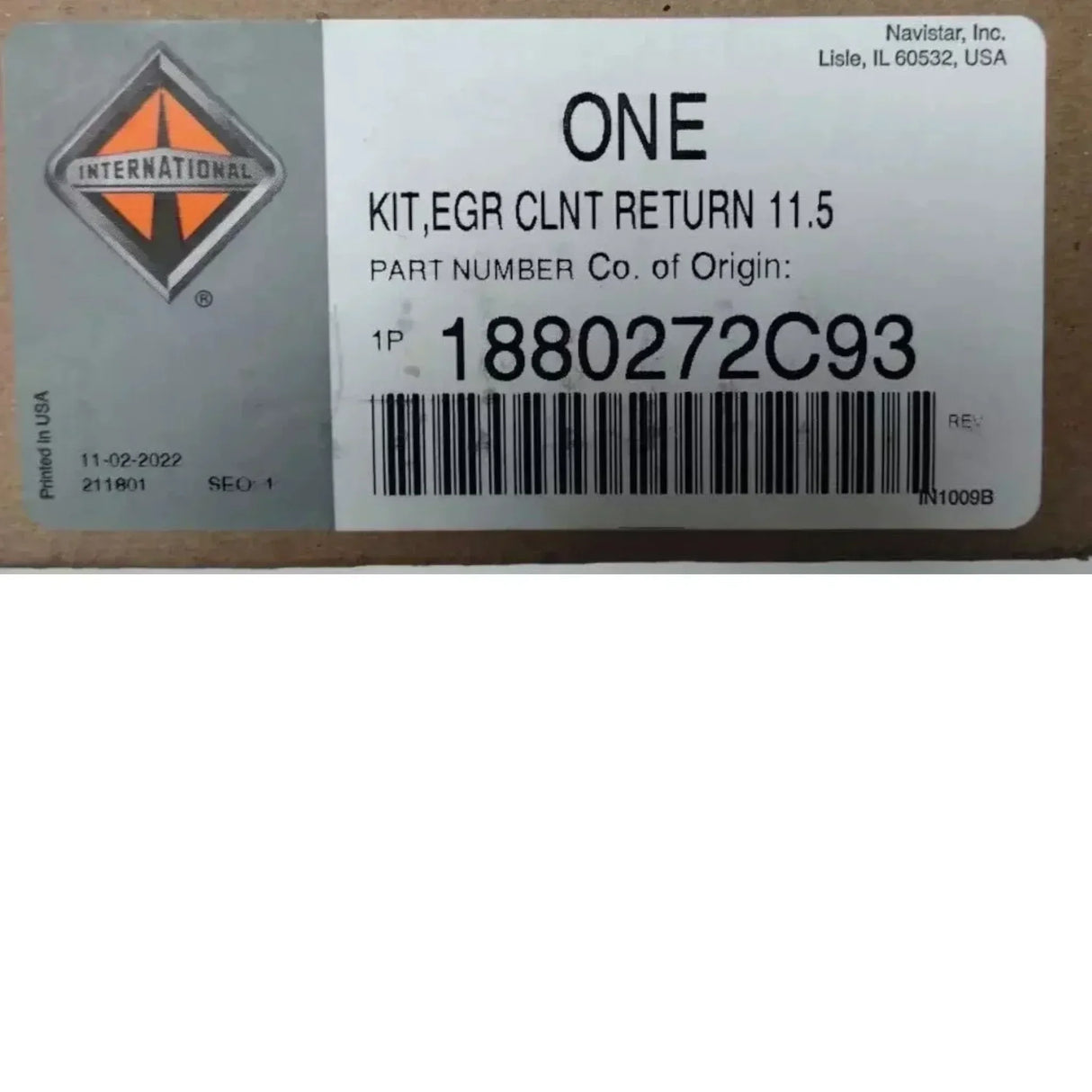 1850551C91 Genuine International EGR Coolant Return Kit - Truck To Trailer