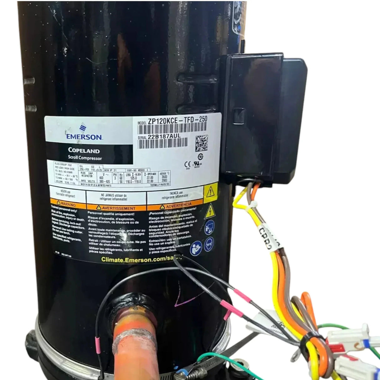 ZP120KCE-TFD-250 Genuine Copeland Scroll Compressor 460V - Truck To Trailer