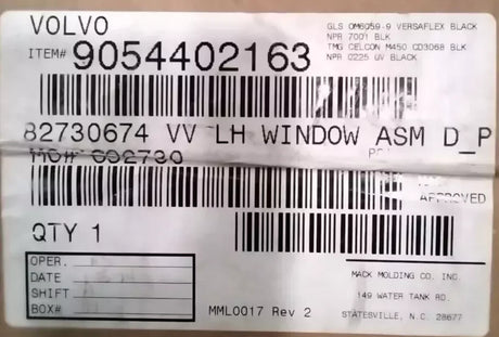 82730674 Genuine Volvo Left Side Window Assembly - Truck To Trailer